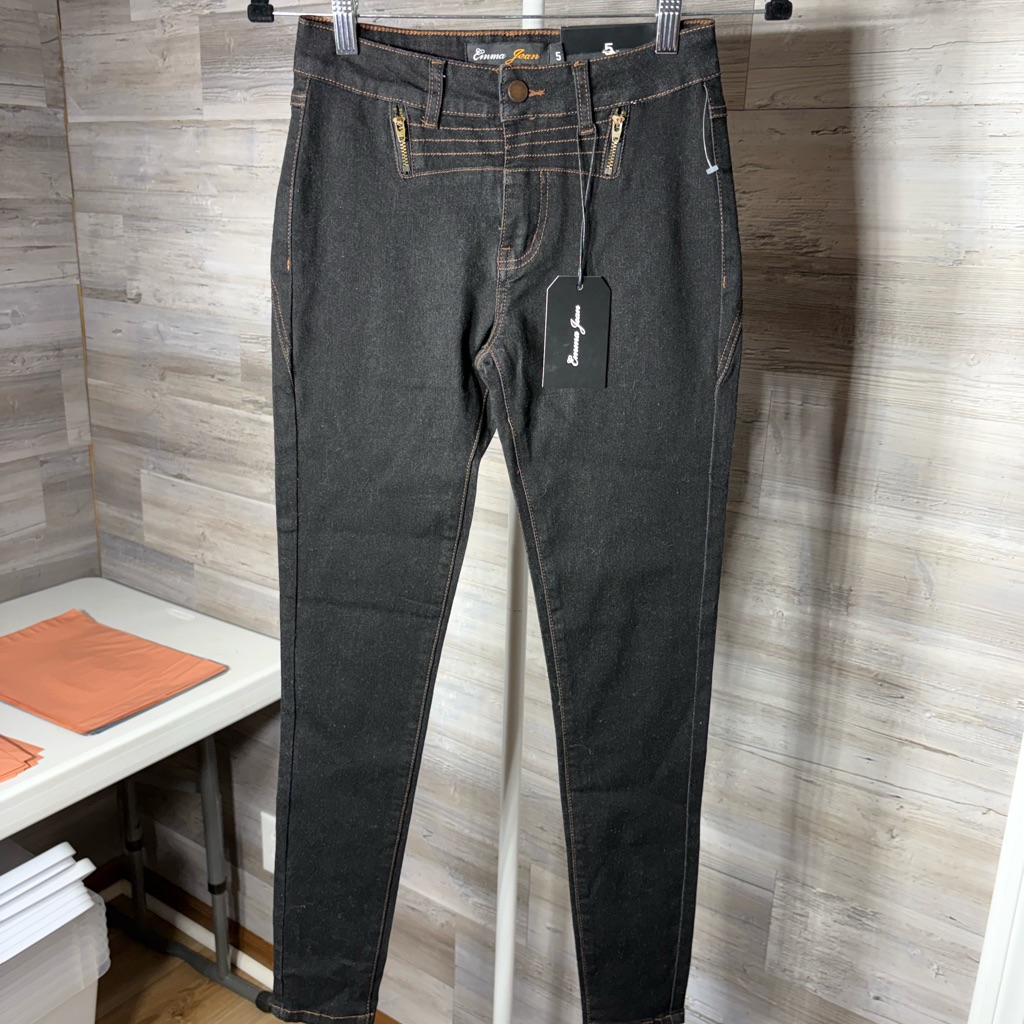 Black Skinny Jeans With Gold Accents 723